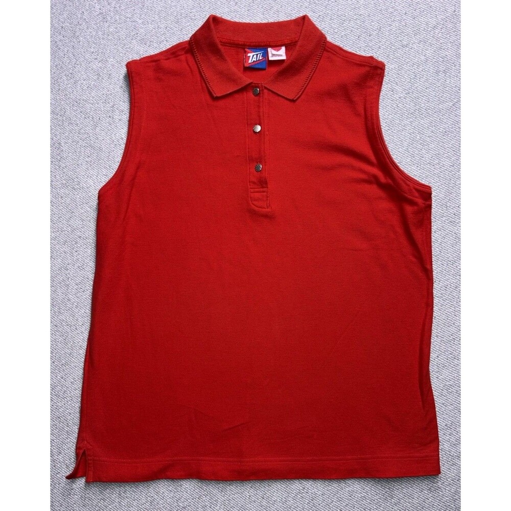 Vintage 90s TAIL Golf Sleeveless Polo Red 100% Cotton Made in USA Women’s Large